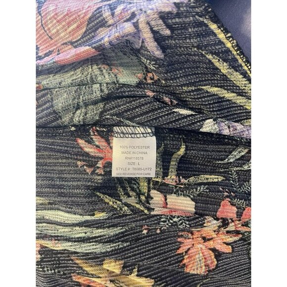 NEW Haute Project L Navy Tropical Floral Duster Beach Coverup Kimono Button up - Picture 4 of 4